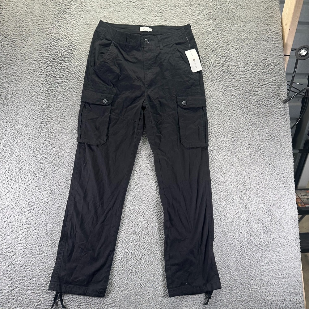 True Craft Pant Mens 32x32 Black Cotton Cargo Straight Utility Workwear Travel